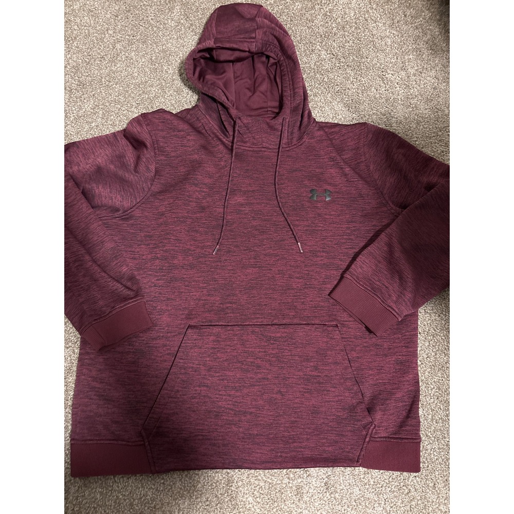 Under Armour Hoodie Mens XL Maroon Excellent ColdGear Pullover Loose Fit Heather